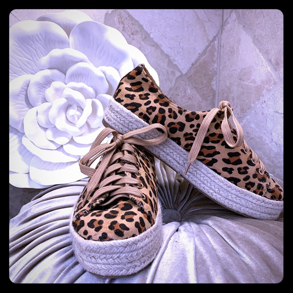 Adorable Leopard Print Espadrille Sneakers